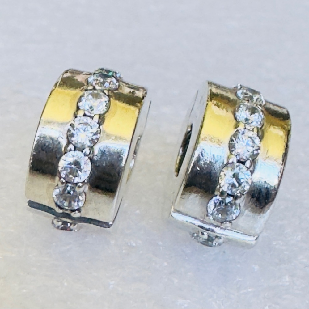 Two Pandora Sterling Silver 925 Clear Sparkling Row Clip Charms